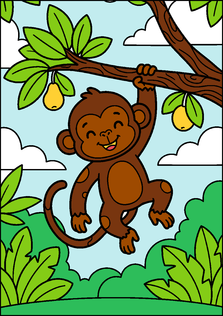 Happy Monkey Hanging From Branch