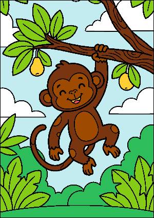 Happy Monkey Hanging From Branch