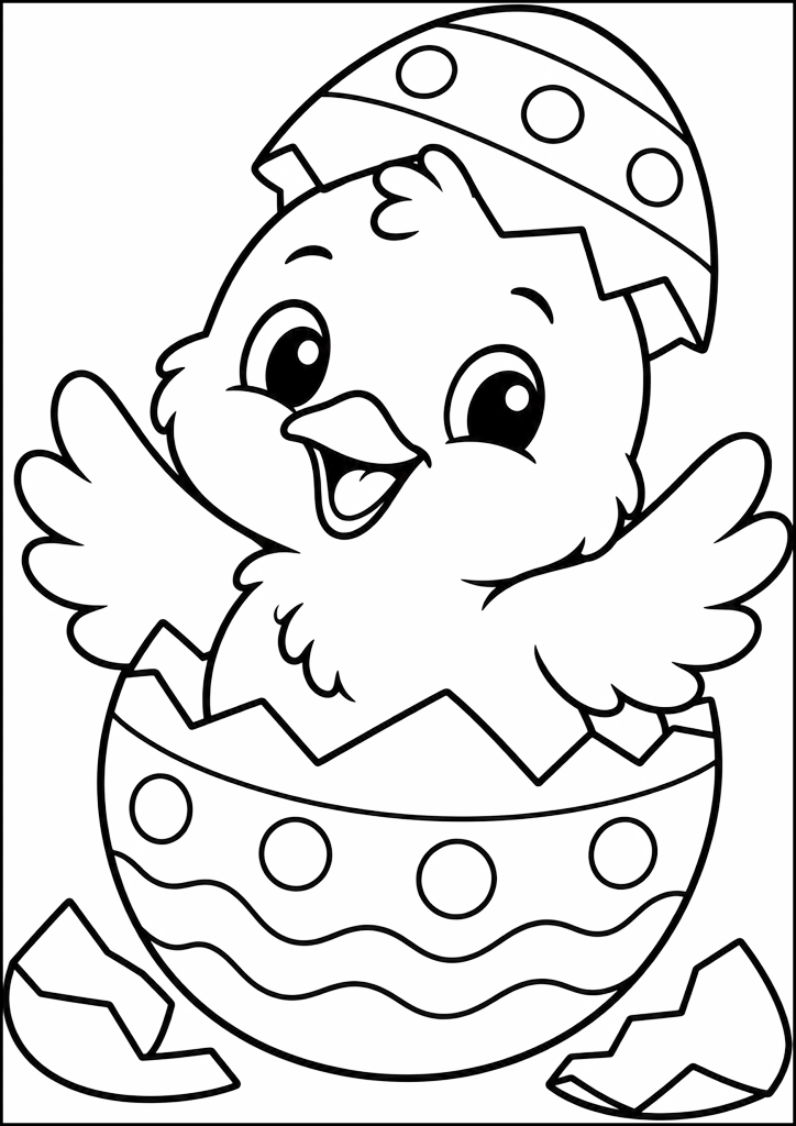 Dibujo para colorear Pollito En Huevo De Pascua