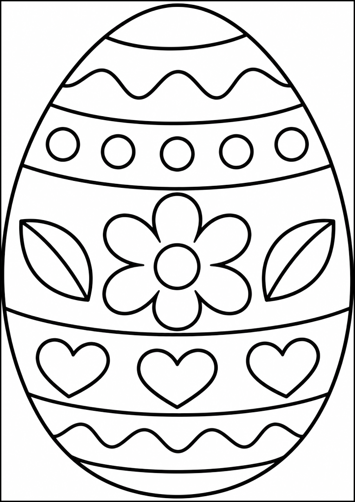 Ausmalbild Osterei Mit Blume Und Herzen