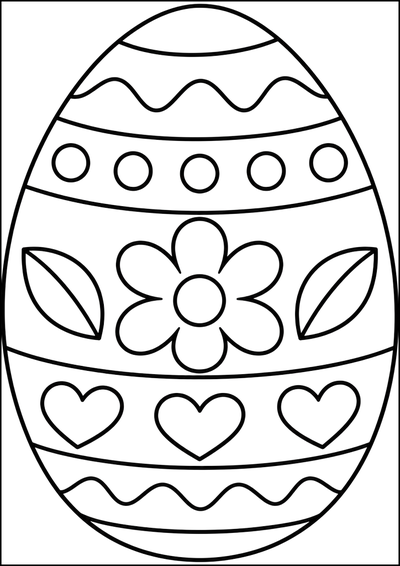 Ausmalbild Osterei Mit Blume Und Herzen