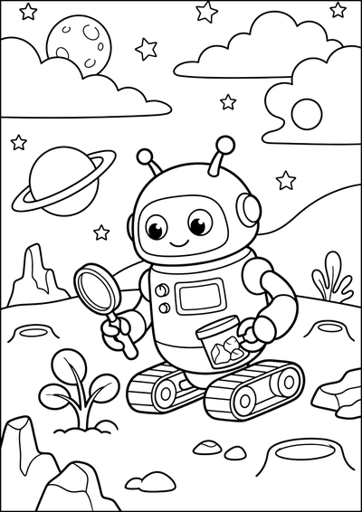 Coloriage Adorables Robot Explorateur Spatial