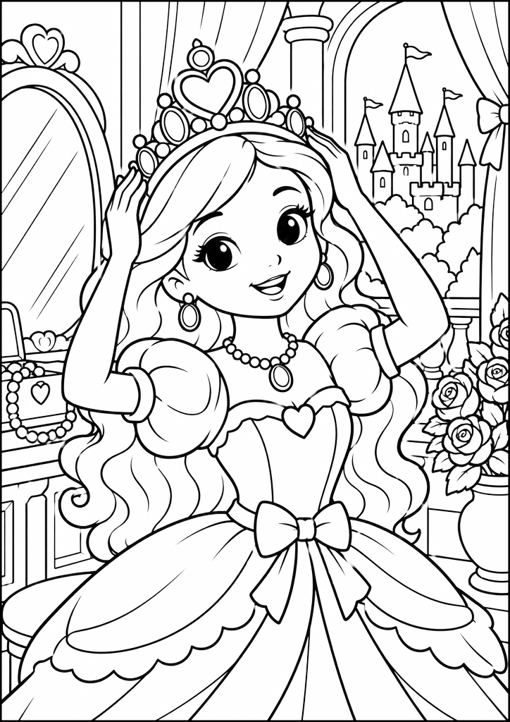 Disegno da colorare Principessa allo specchio