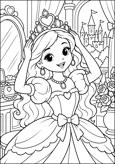 Disegno da colorare Principessa allo specchio