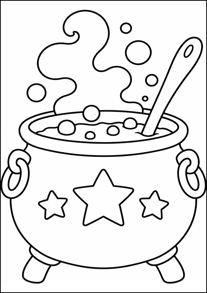 Dibujo para colorear Caldero Mágico Burbujeante
