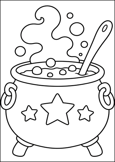 Dibujo para colorear Caldero Mágico Burbujeante