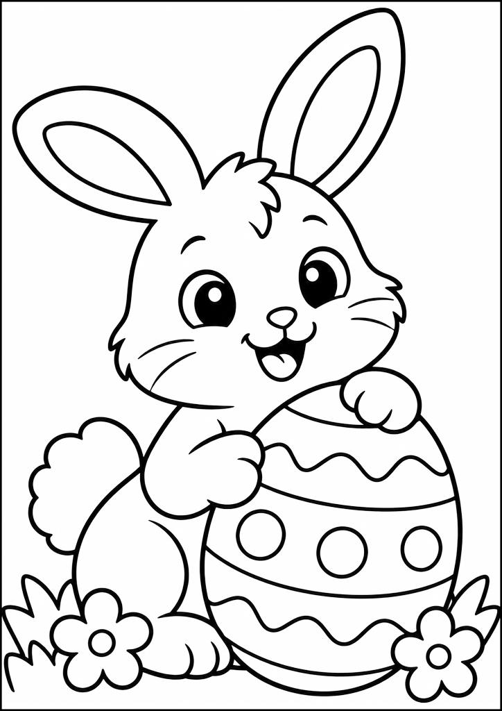 Coloriage Lapin Avec Oeuf De Pâques