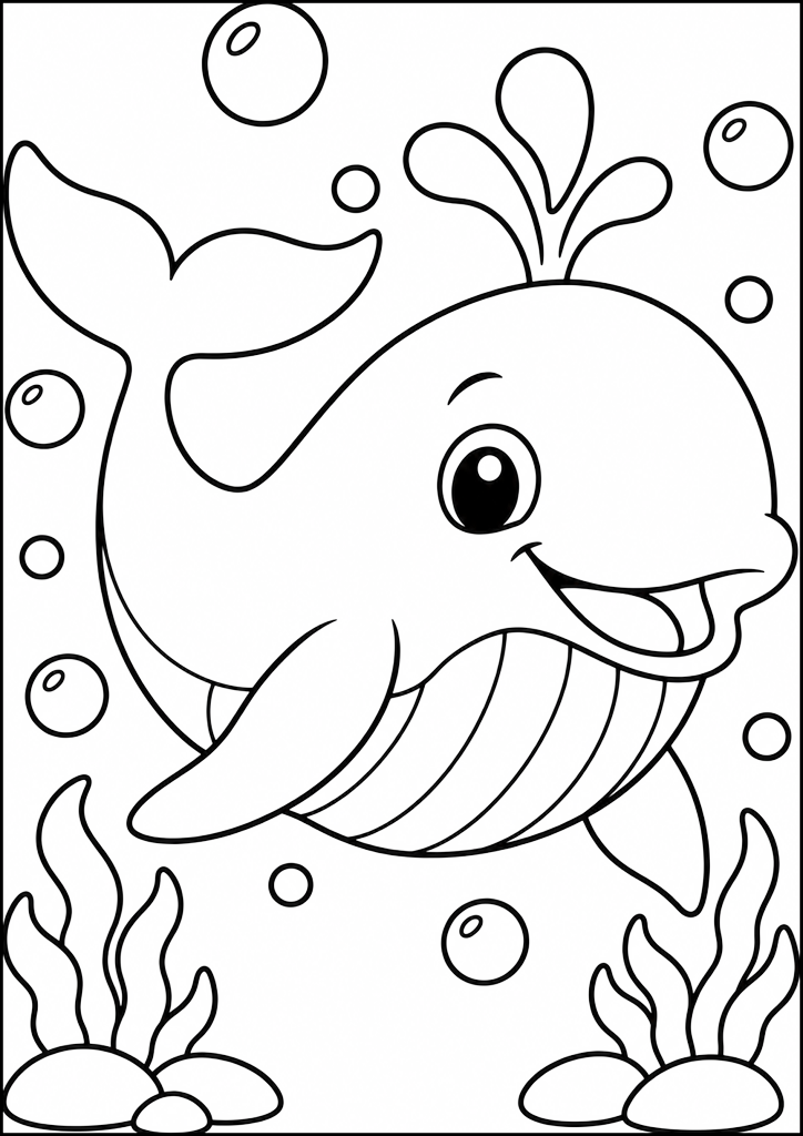 Coloriage Baleine Souriante Sous L'Eau