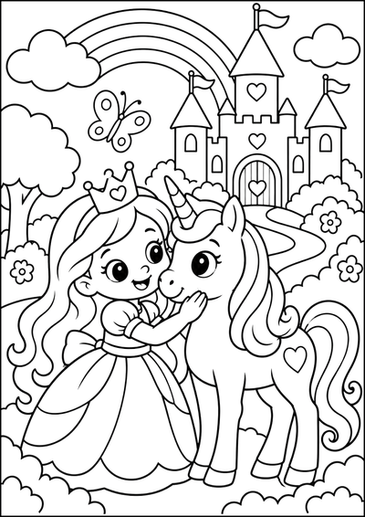 Coloriage Princesse Et Licorne