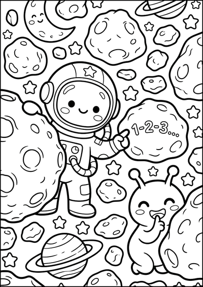Coloring page Astronaut and Alien Play Hide-and-Seek