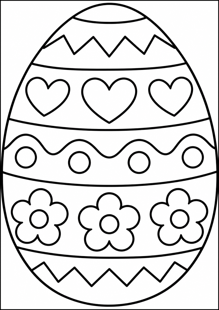 Coloriage Oeuf De Pâques Avec Fleurs Et Coeurs