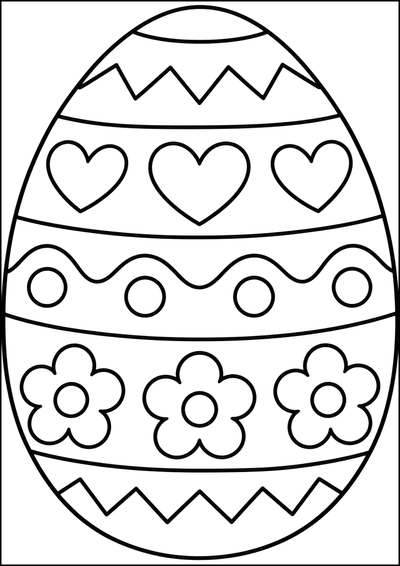 Ausmalbild Osterei Mit Blumen Und Herzen