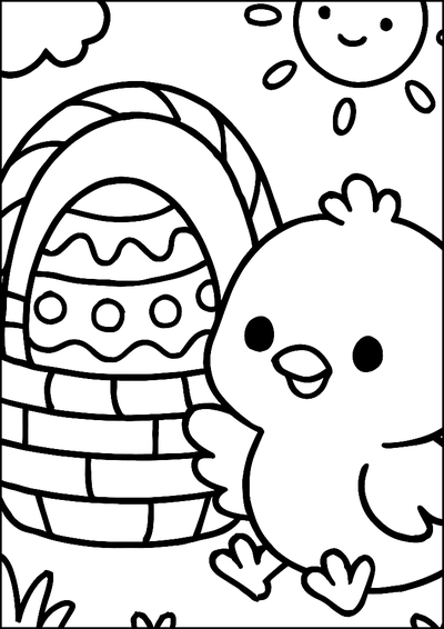 Coloriage Poussin Et Oeuf De Paques