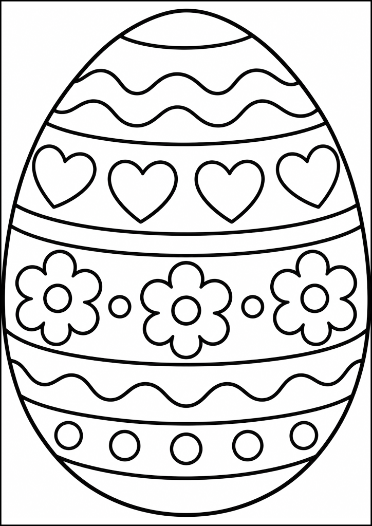 Ausmalbild Osterei Mit Blumen Und Herzen