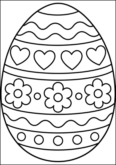 Ausmalbild Osterei Mit Blumen Und Herzen
