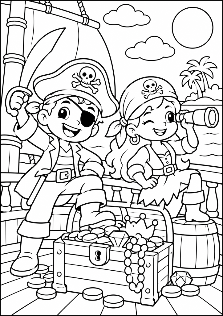 Página para colorear Mali Piraci Ze Skarbem
