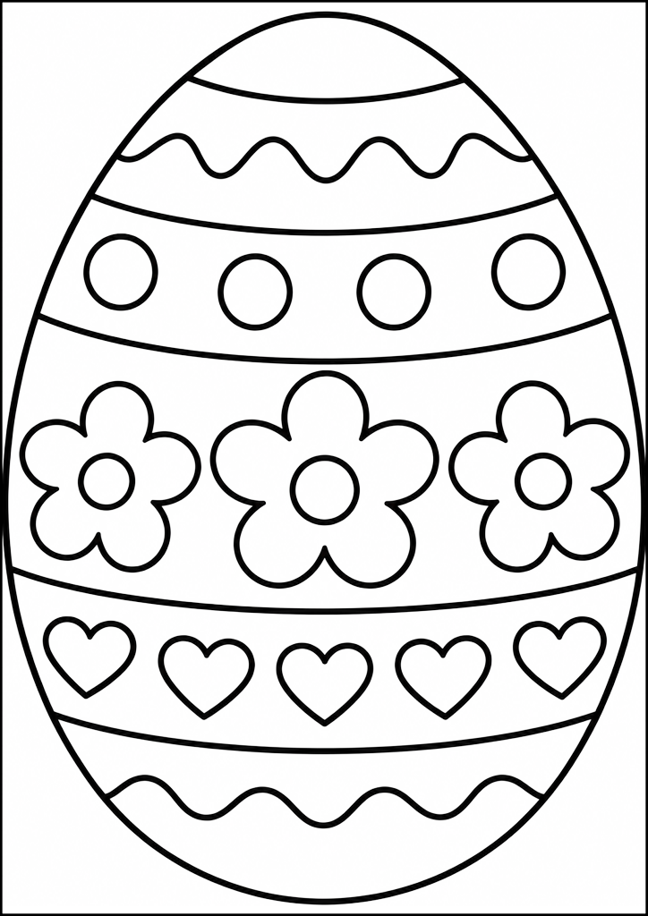 Ausmalbild Osterei Mit Blumen Und Herzen