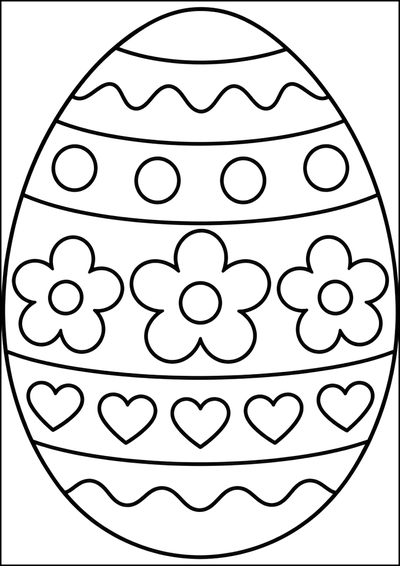 Ausmalbild Osterei Mit Blumen Und Herzen