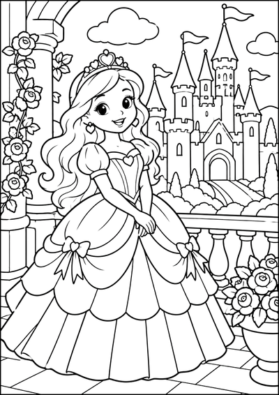 Disegno da colorare Principessa sul balcone