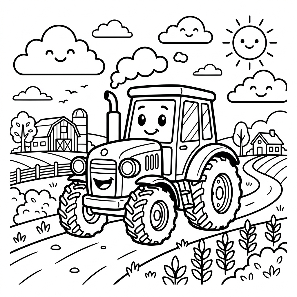Kolorowanka Wesoły traktor do wydruku