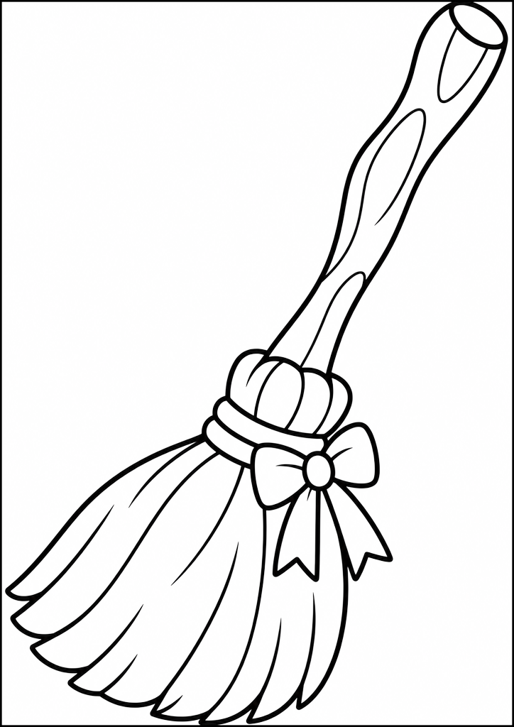 Ausmalbild Besen Mit Schleife