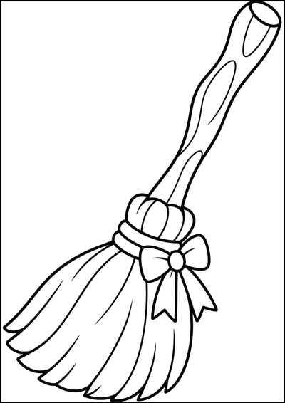 Dibujo para colorear Escoba Con Lazo