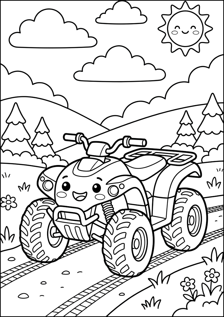 Coloring page Smiling Off-Road Quad