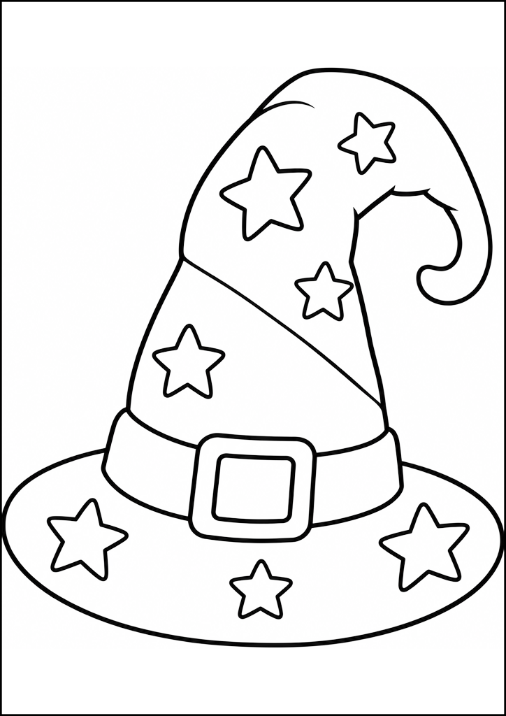 Coloriage Chapeau De Sorcier Avec Étoiles