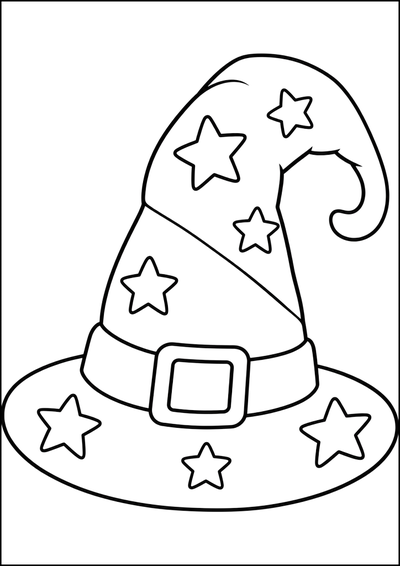 Coloriage Chapeau De Sorcier Avec Étoiles
