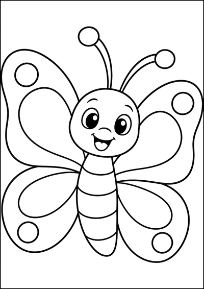 Ausmalbild Lächelnder Niedlicher Schmetterling
