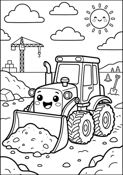 Coloriage Chargeur Souriant sur Chantier
