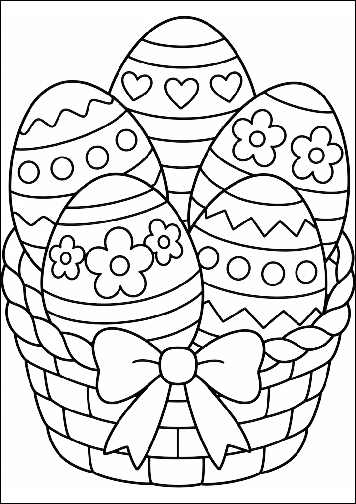 Coloriage Panier D'oeufs De Pâques