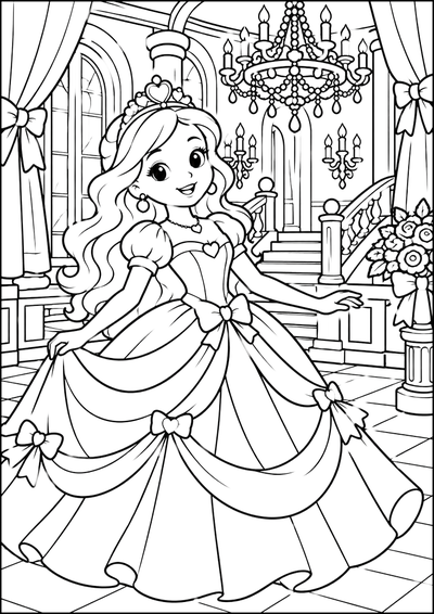 Disegno da colorare Principessa nel palazzo