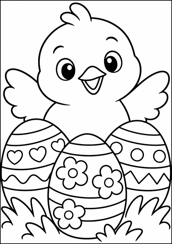Ausmalbild Küken Mit Ostereiern