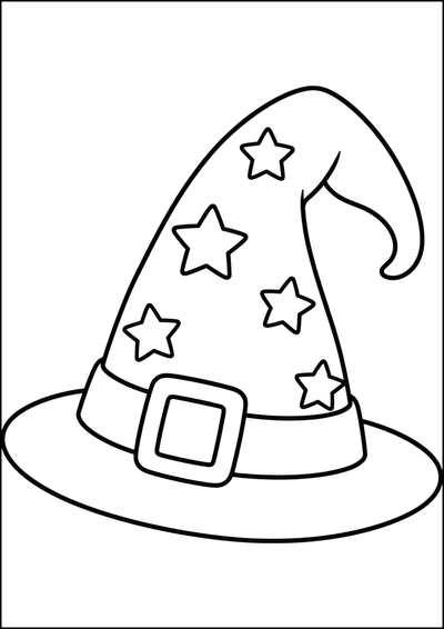 Dibujo para colorear Sombrero De Mago Con Estrellas