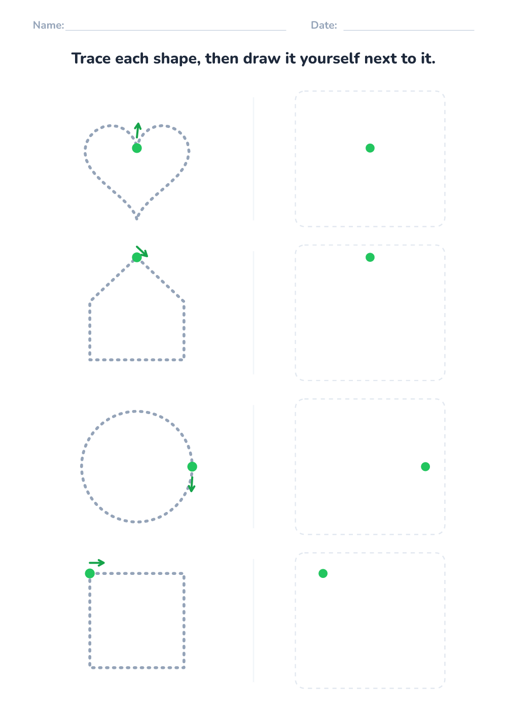 Shape tracing worksheet (medium, printable)