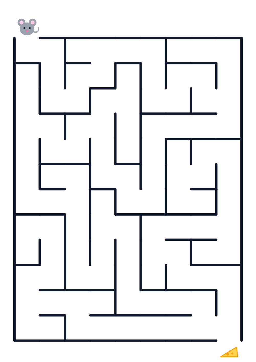 Maze for kids age 4-5 — mouse and cheese (printable)