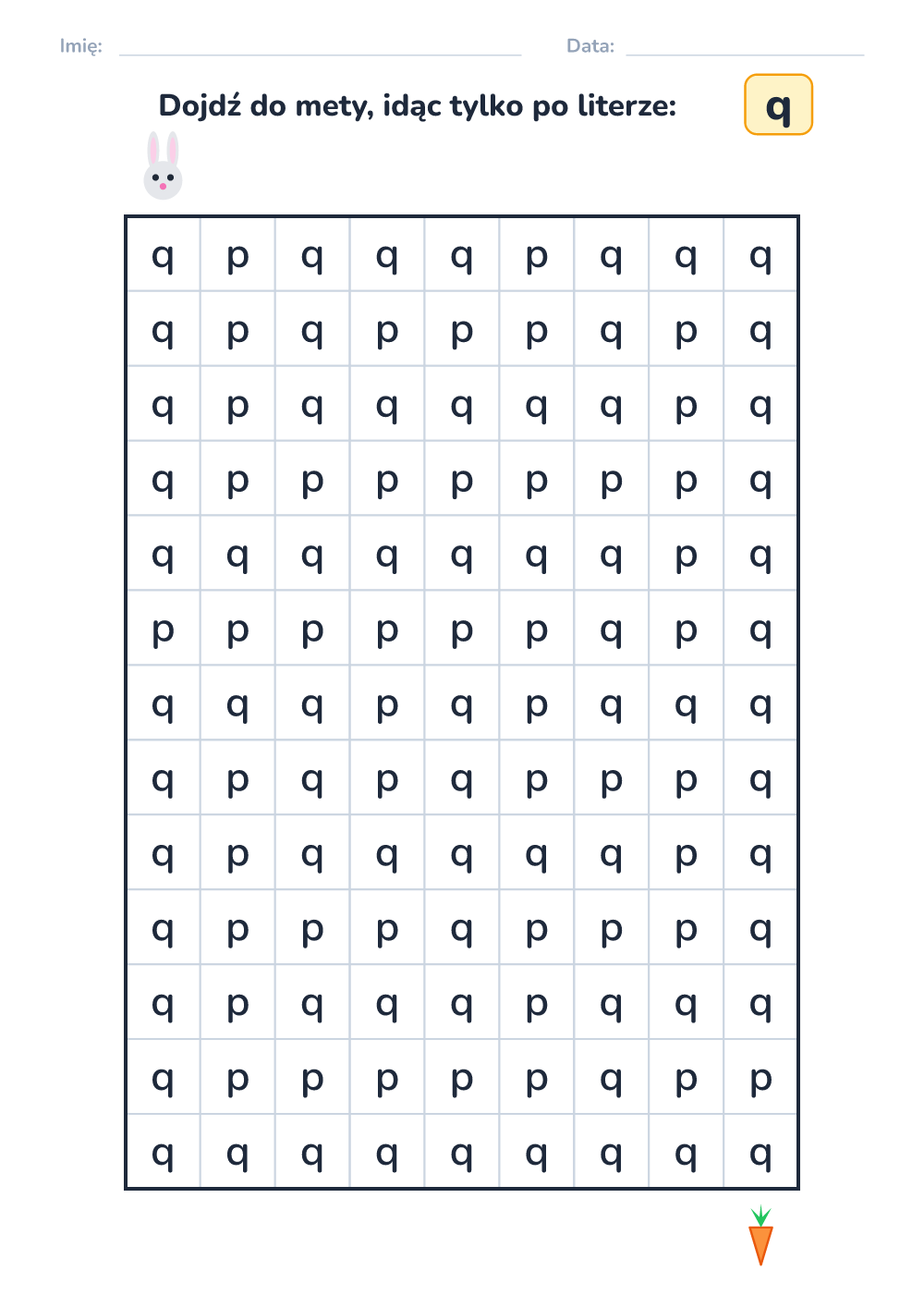 Labirynt literowy q (średni, do druku)