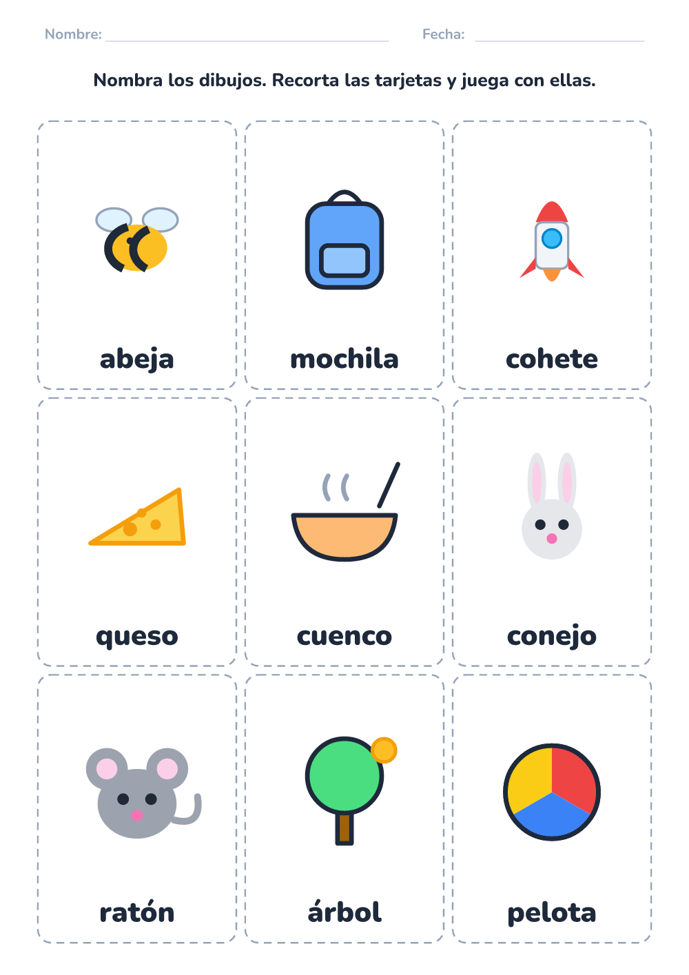 Tarjetas para nombrar (medio, para imprimir)