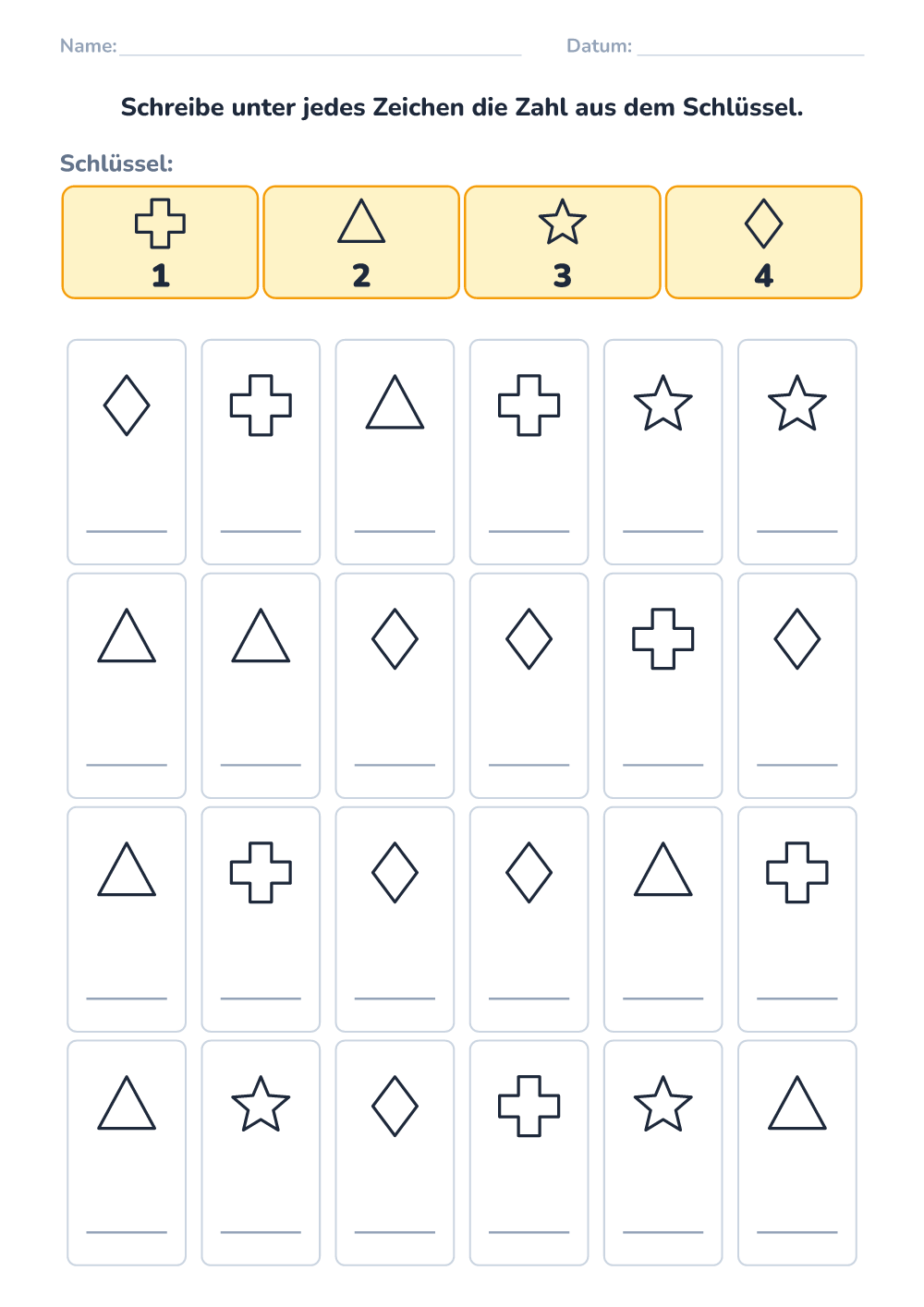 Symbol-Code (leicht, zum Ausdrucken)