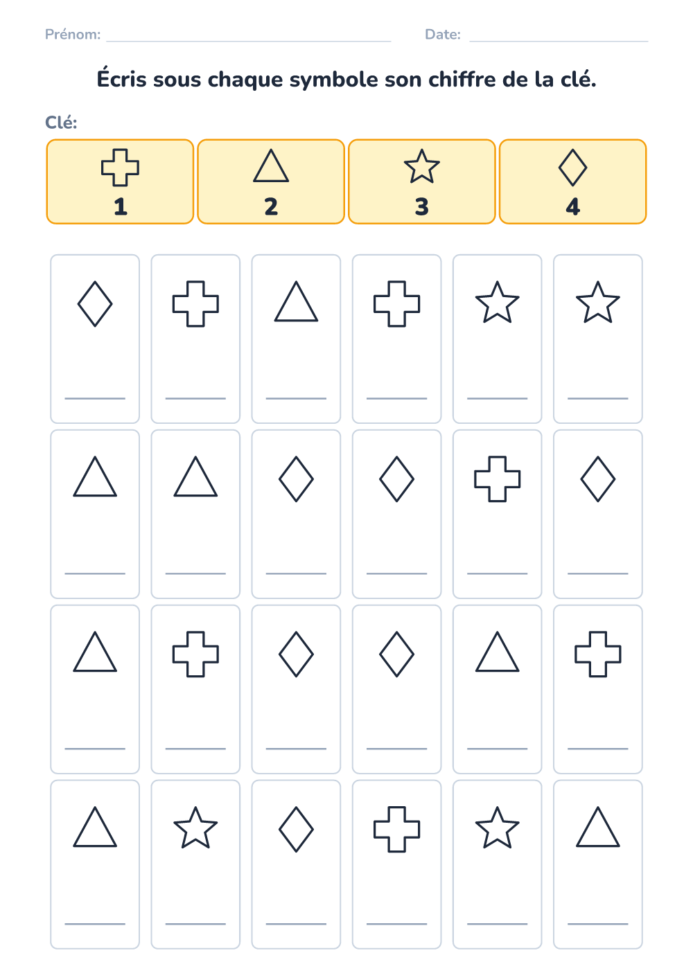 Code secret (facile, à imprimer)