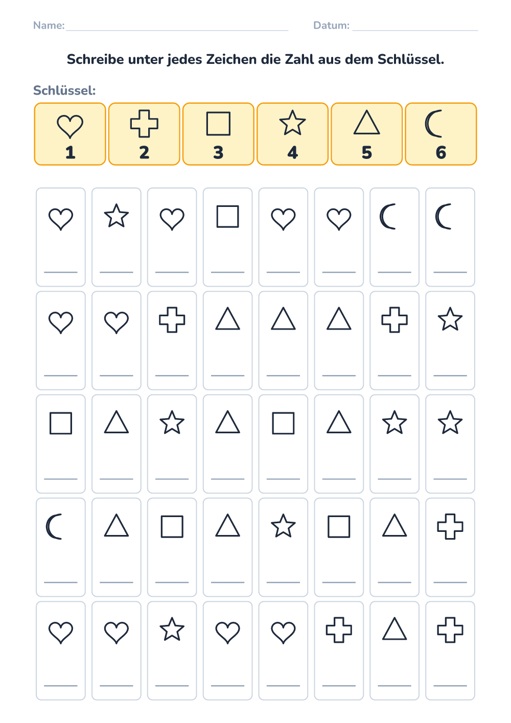 Symbol-Code (mittel, zum Ausdrucken)