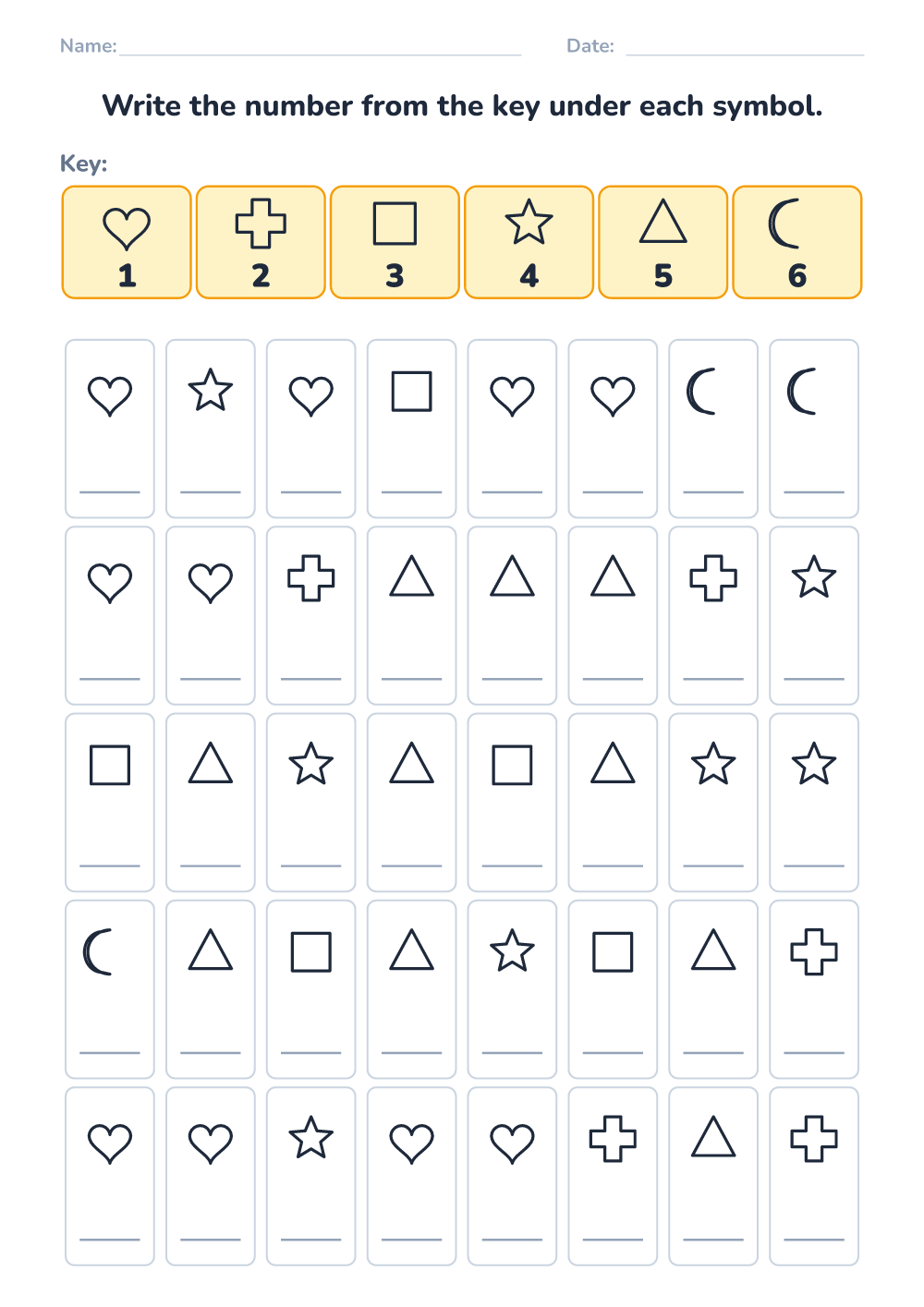 Symbol coding (medium, printable)