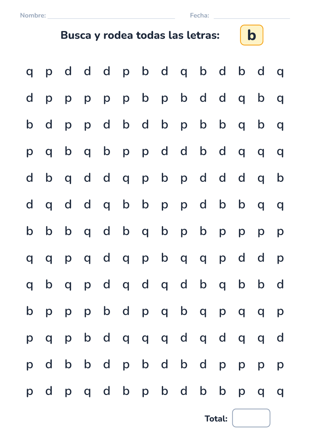 Discriminar letras b (difícil, para imprimir)