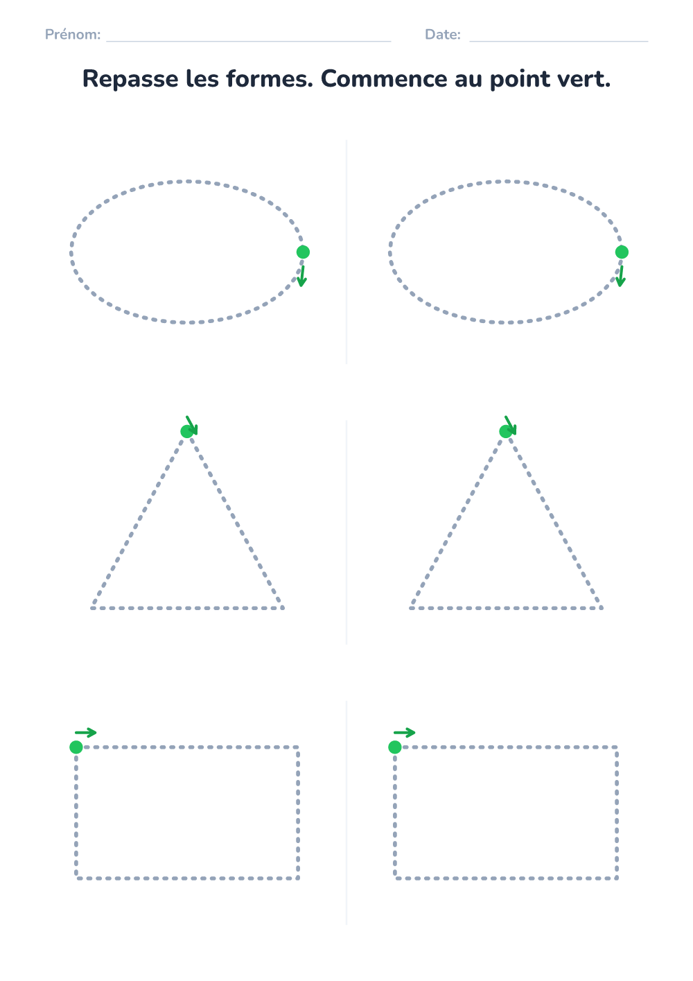 Tracer les formes (facile, à imprimer)