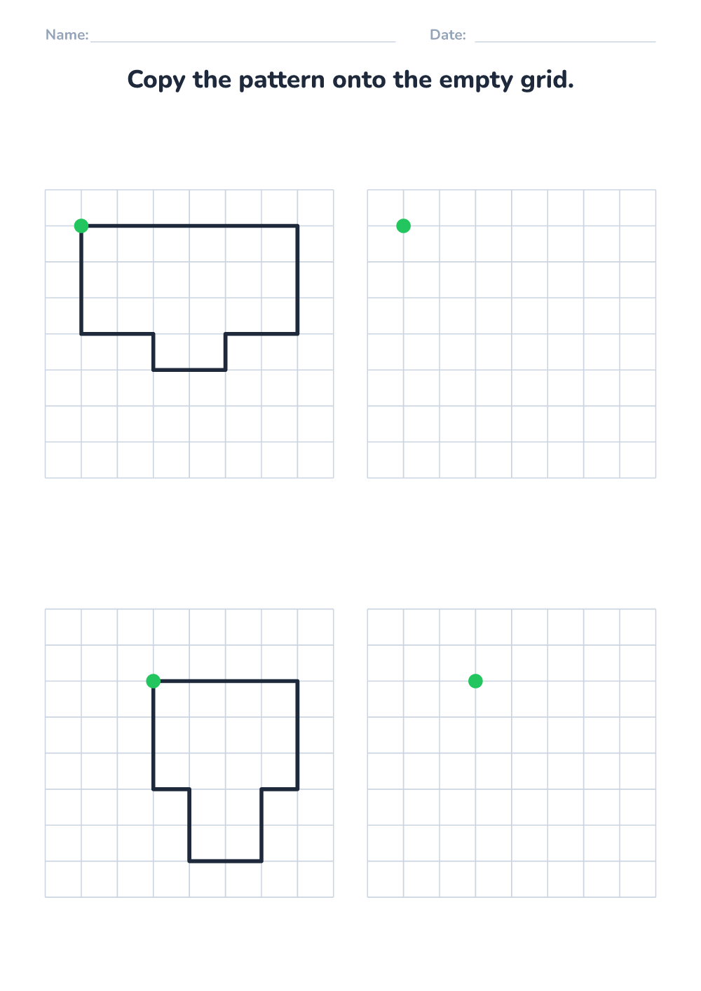 Copy the pattern on the grid (easy, printable)