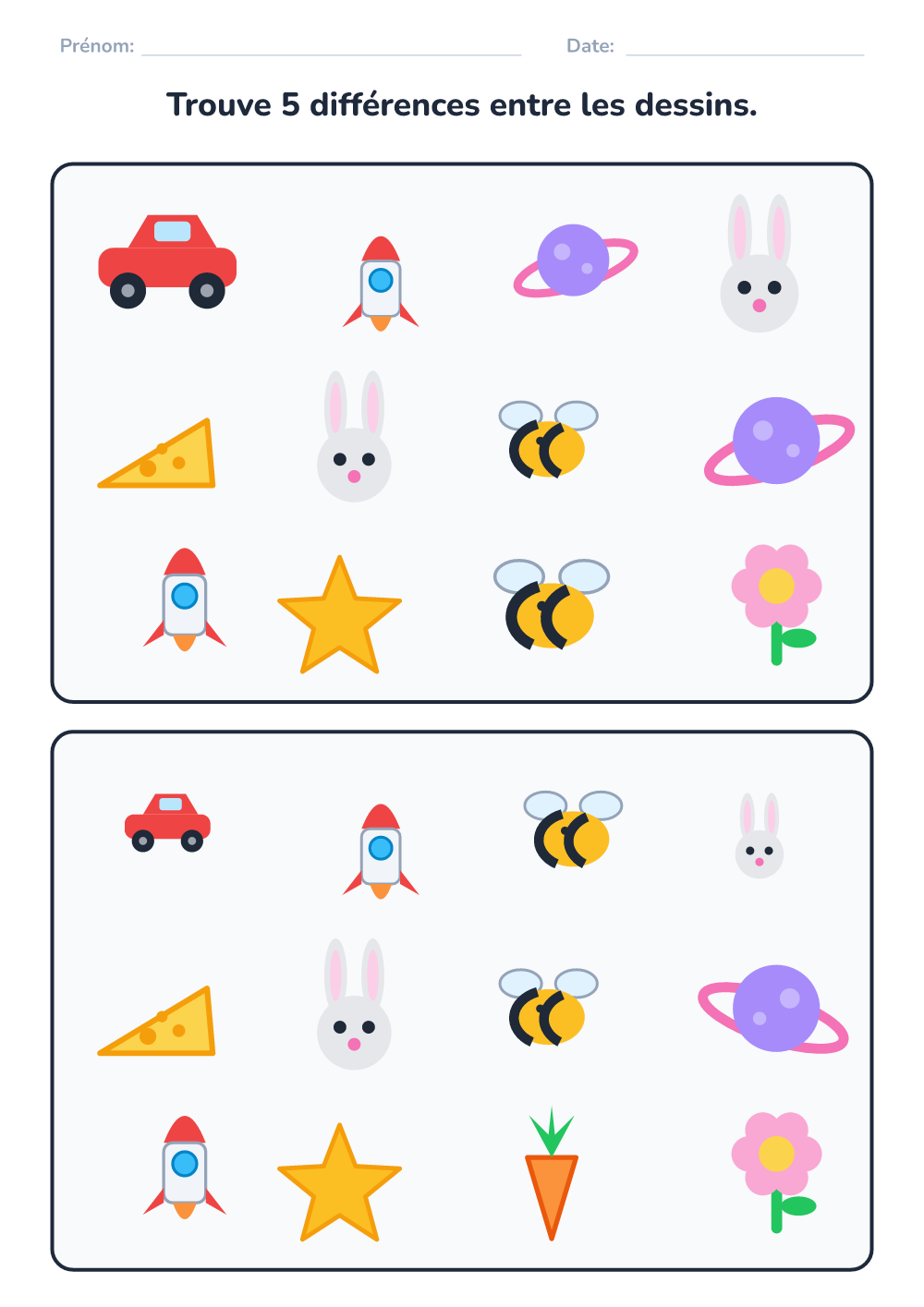 Trouve les différences (moyen, à imprimer)