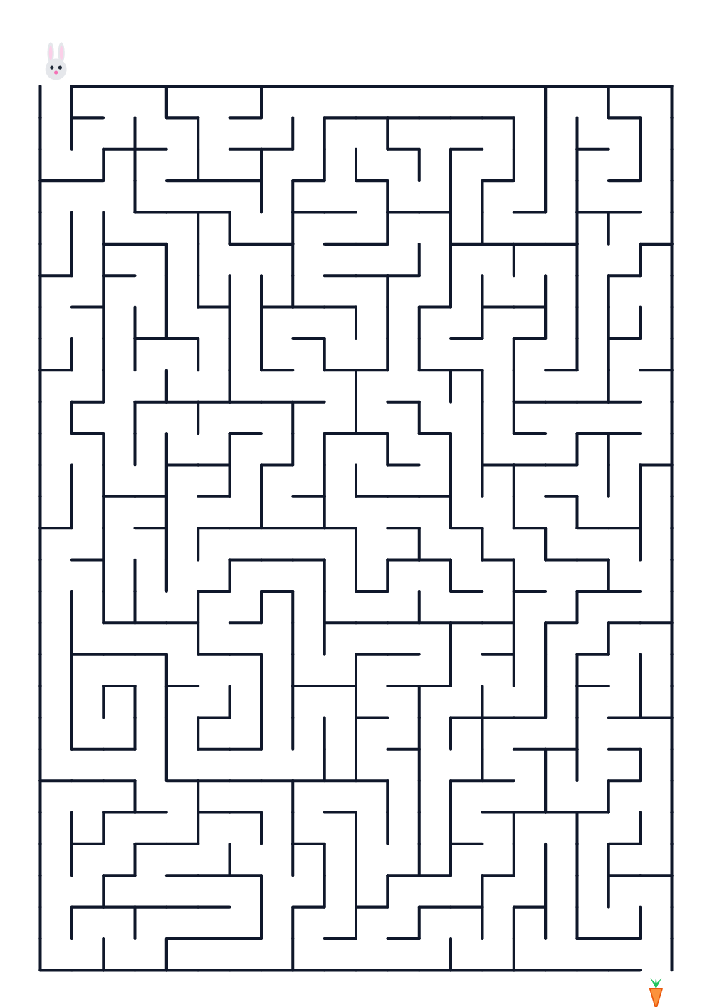 Maze for kids age 8-10 — rabbit and carrot (printable)