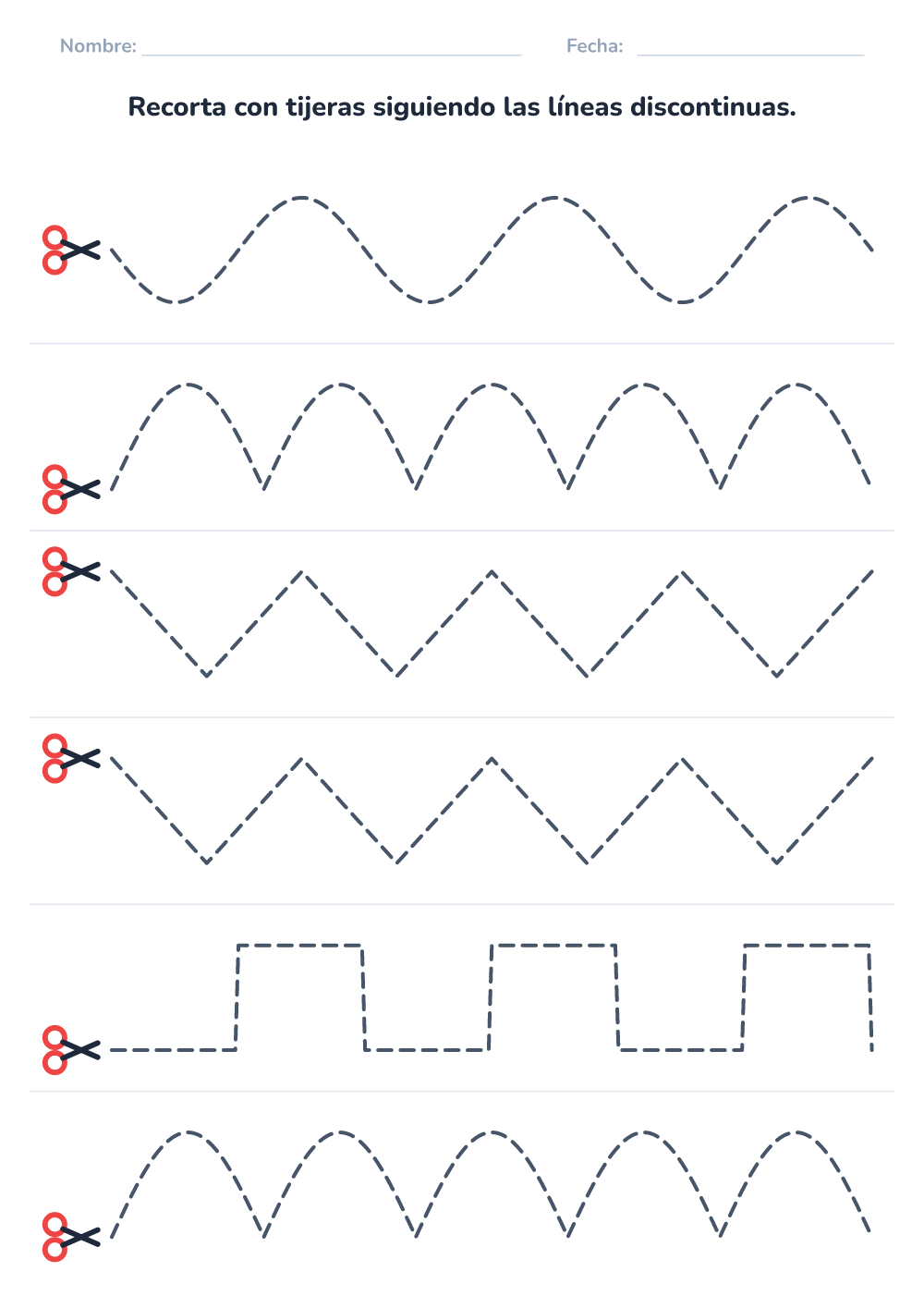Practicar con tijeras (difícil, para imprimir)