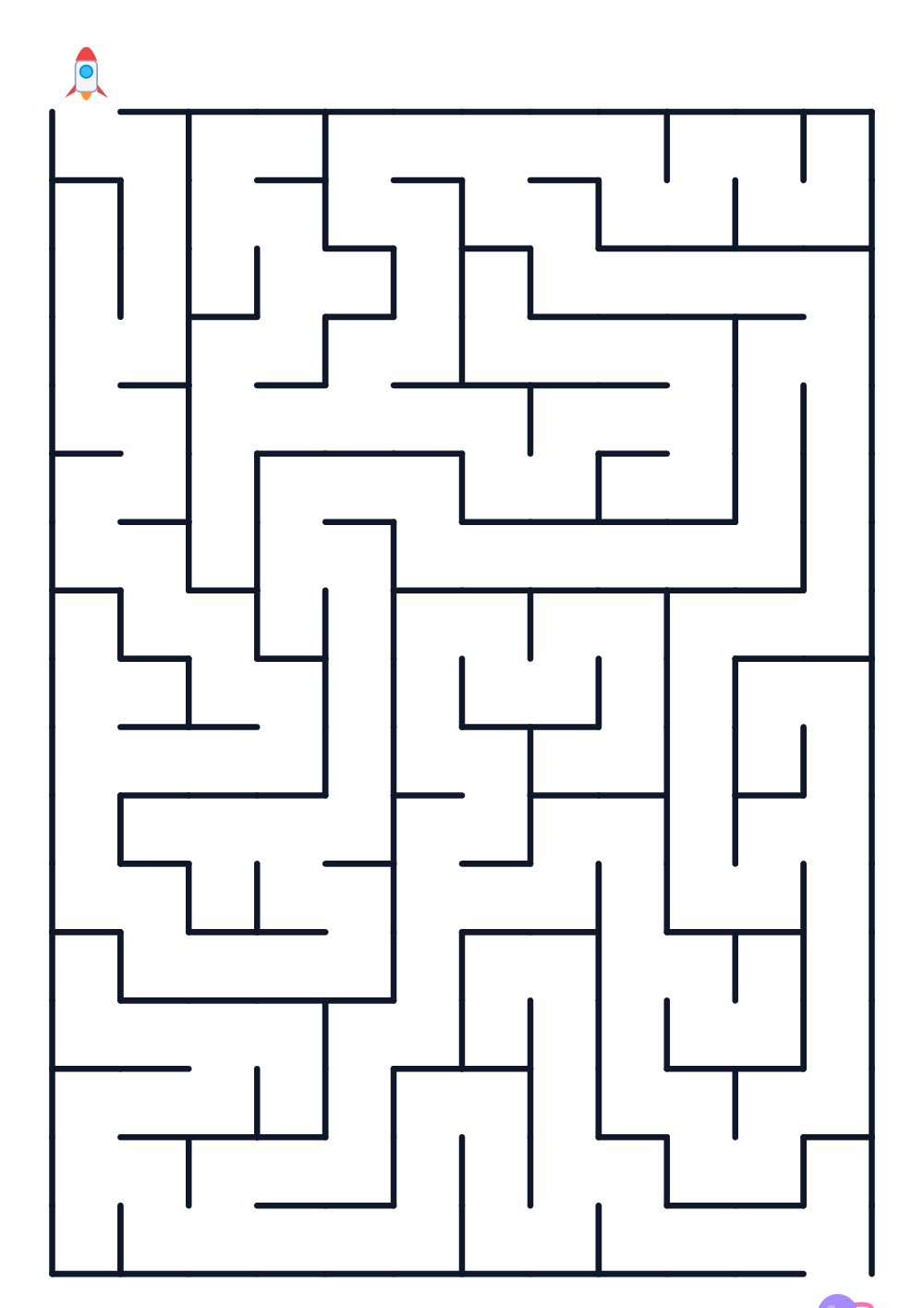 Maze for kids age 5-6 — rocket and planet (printable)